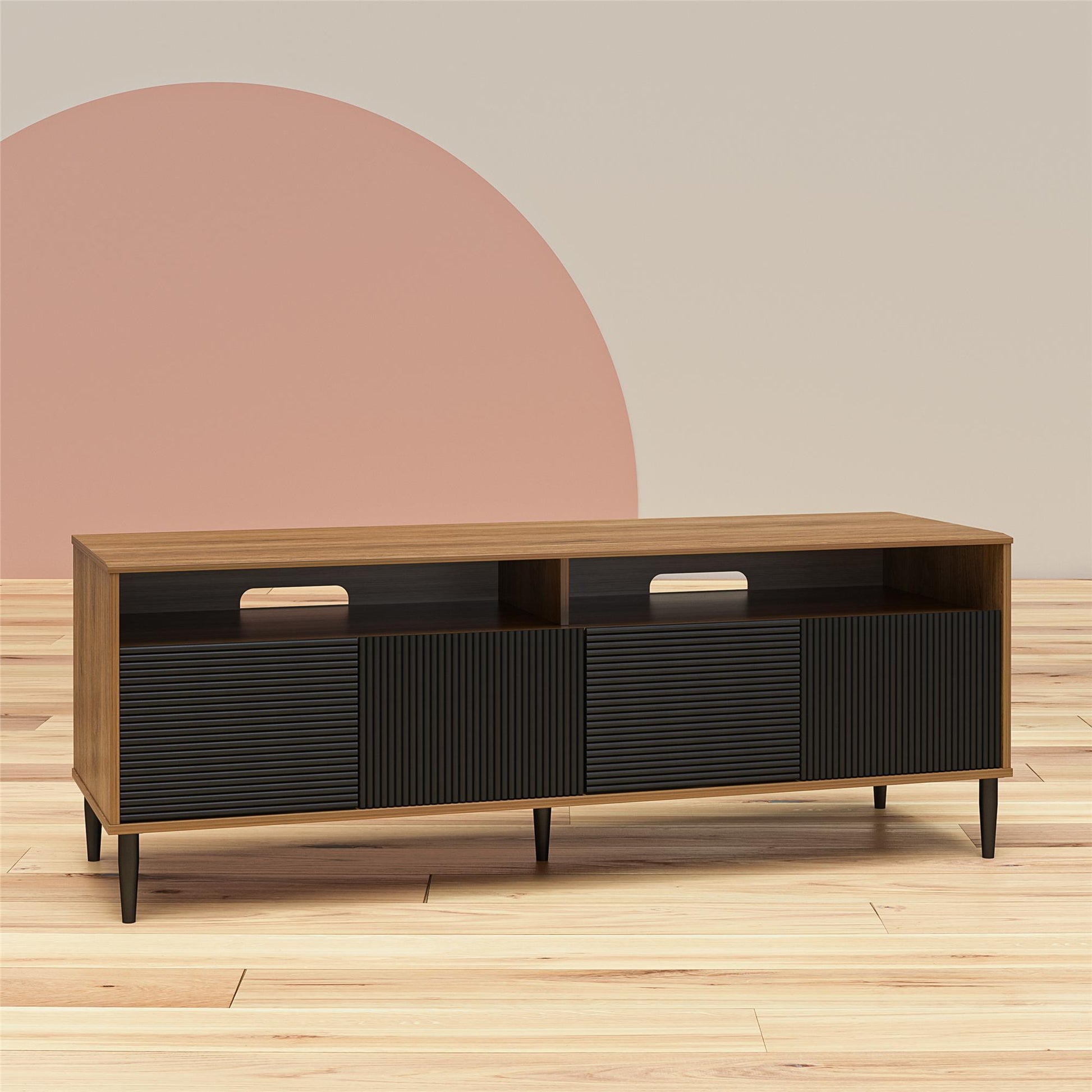 Daphne TV Console, Walnut and Black - Walnut