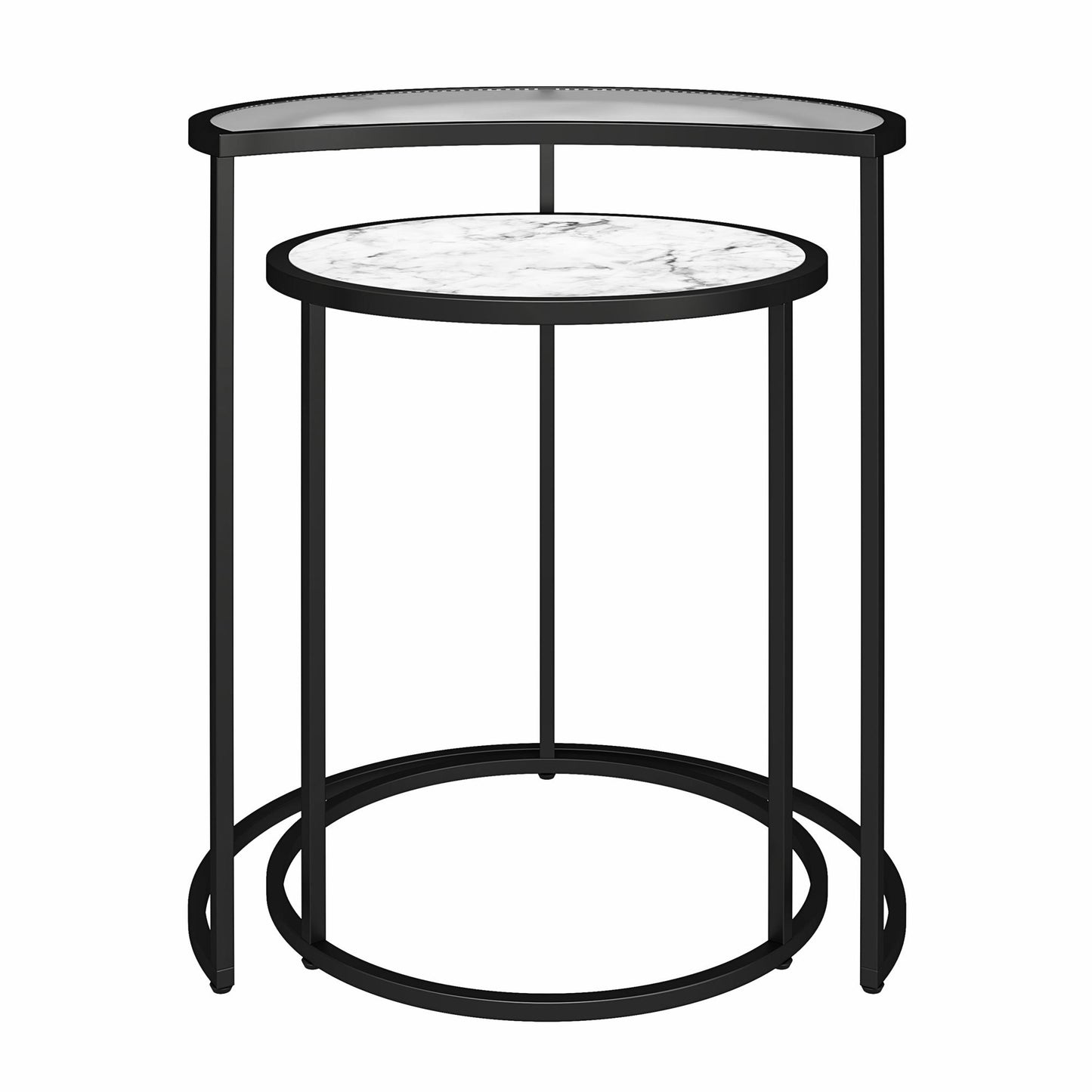 Moon Phases Nesting End Tables, White Marble/Glass - White marble