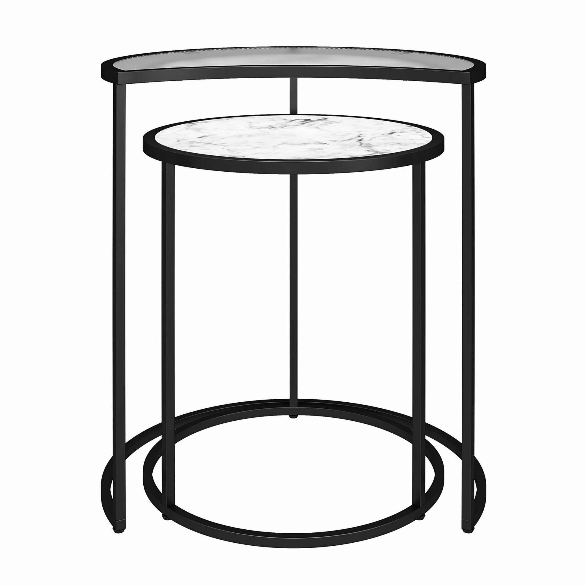 Moon Phases Nesting End Tables, White Marble/Glass - White marble