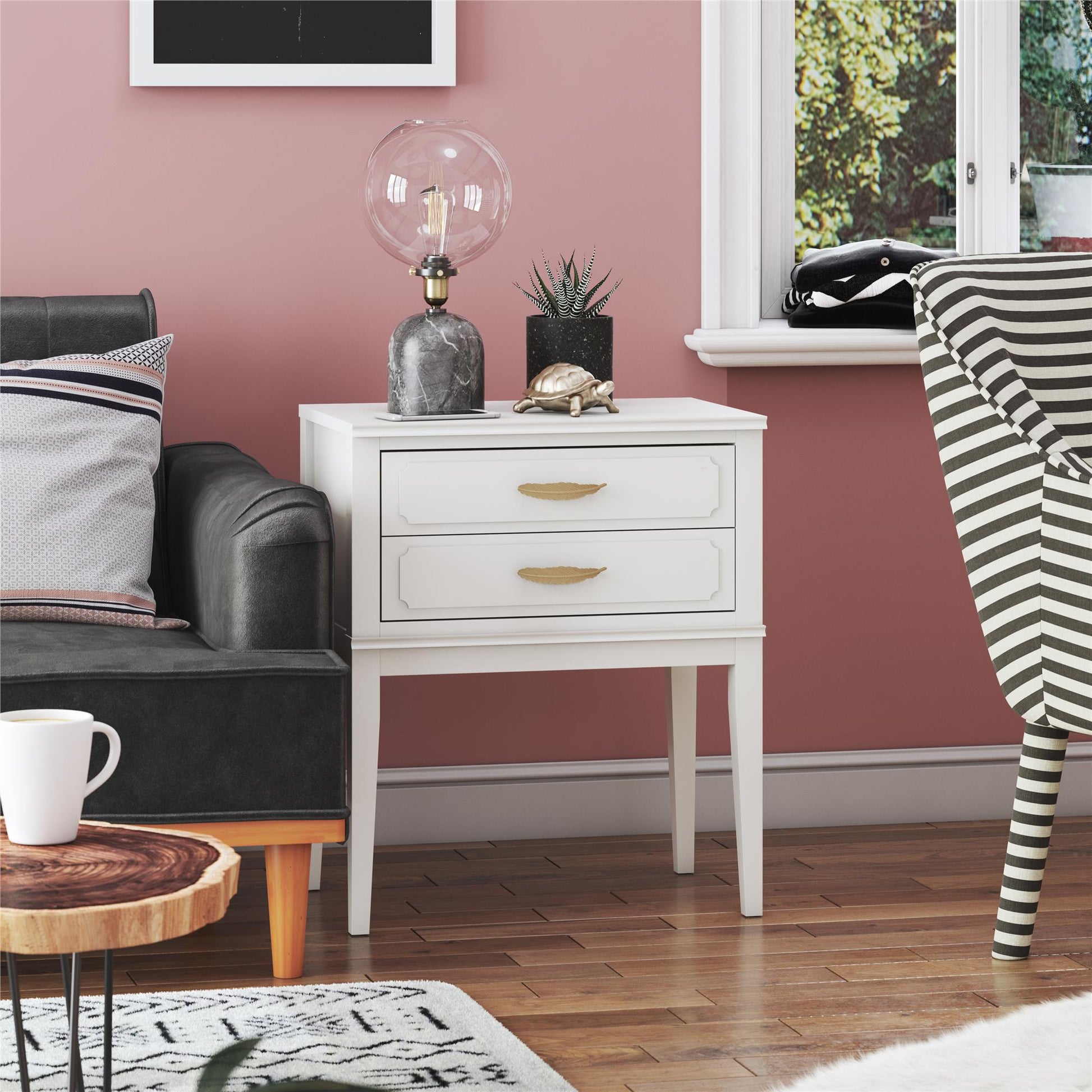 Stella Accent Table, White - White