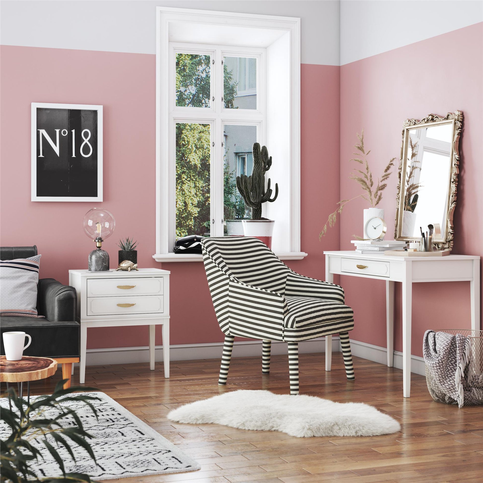 Stella Accent Table, White - White