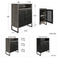 Purdue 3 Shelf Storage Cabinet with 2 Mesh Doors - Black Oak