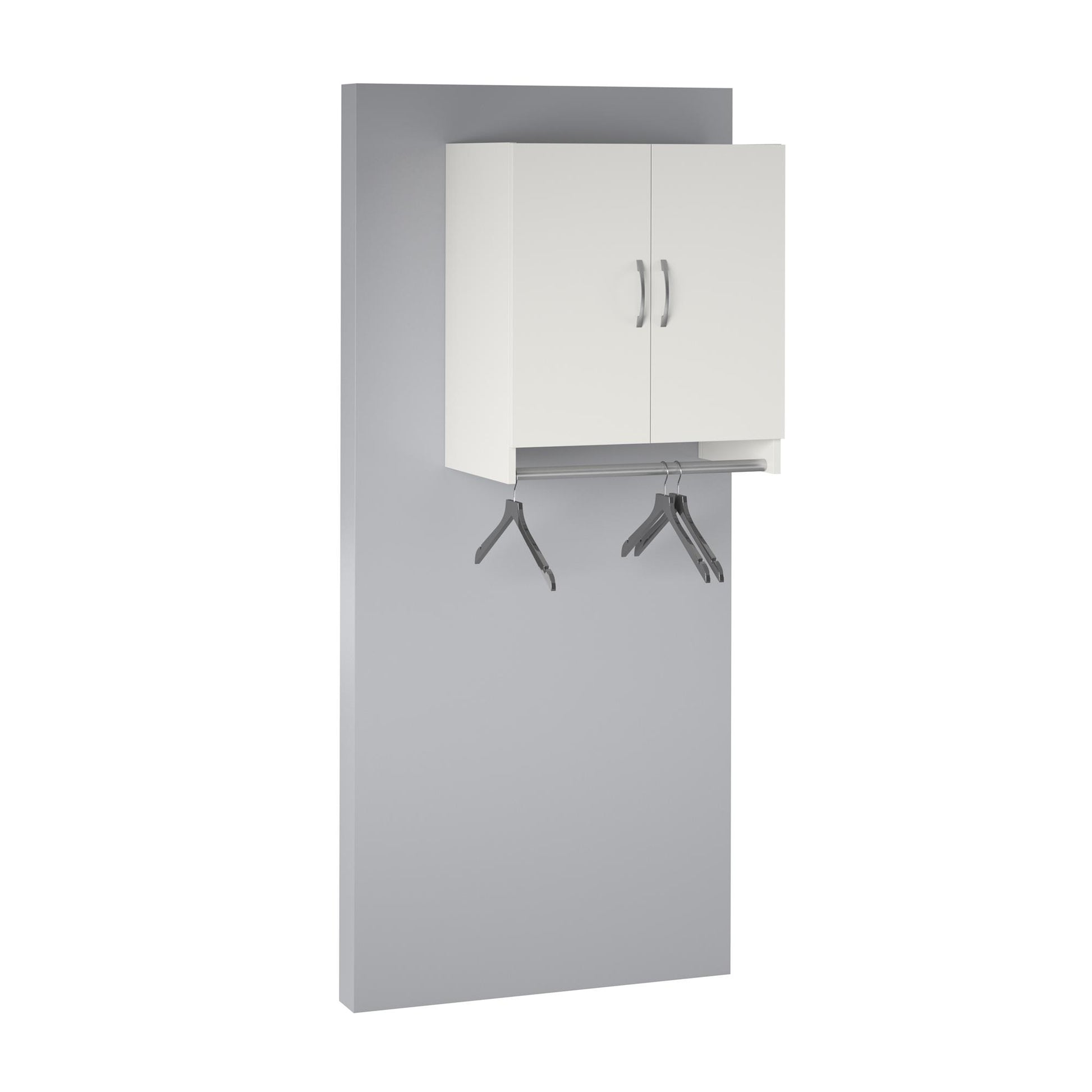 Basin 2 Door Wall Storage Cabinet with Hanging Rod - White