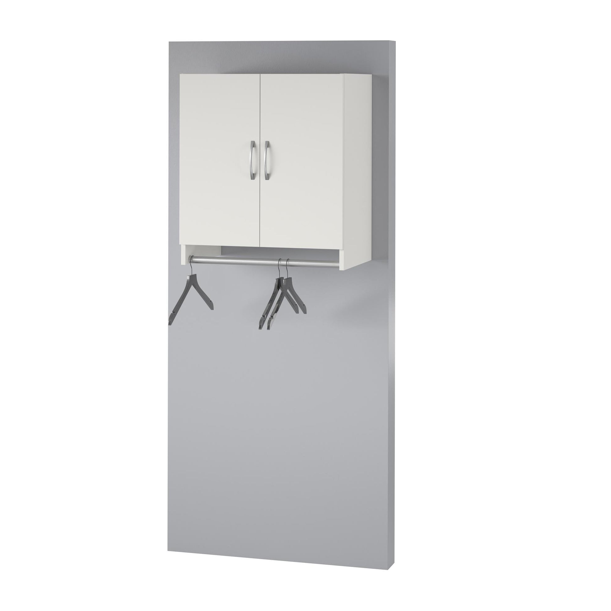 Basin 2 Door Wall Storage Cabinet with Hanging Rod - White