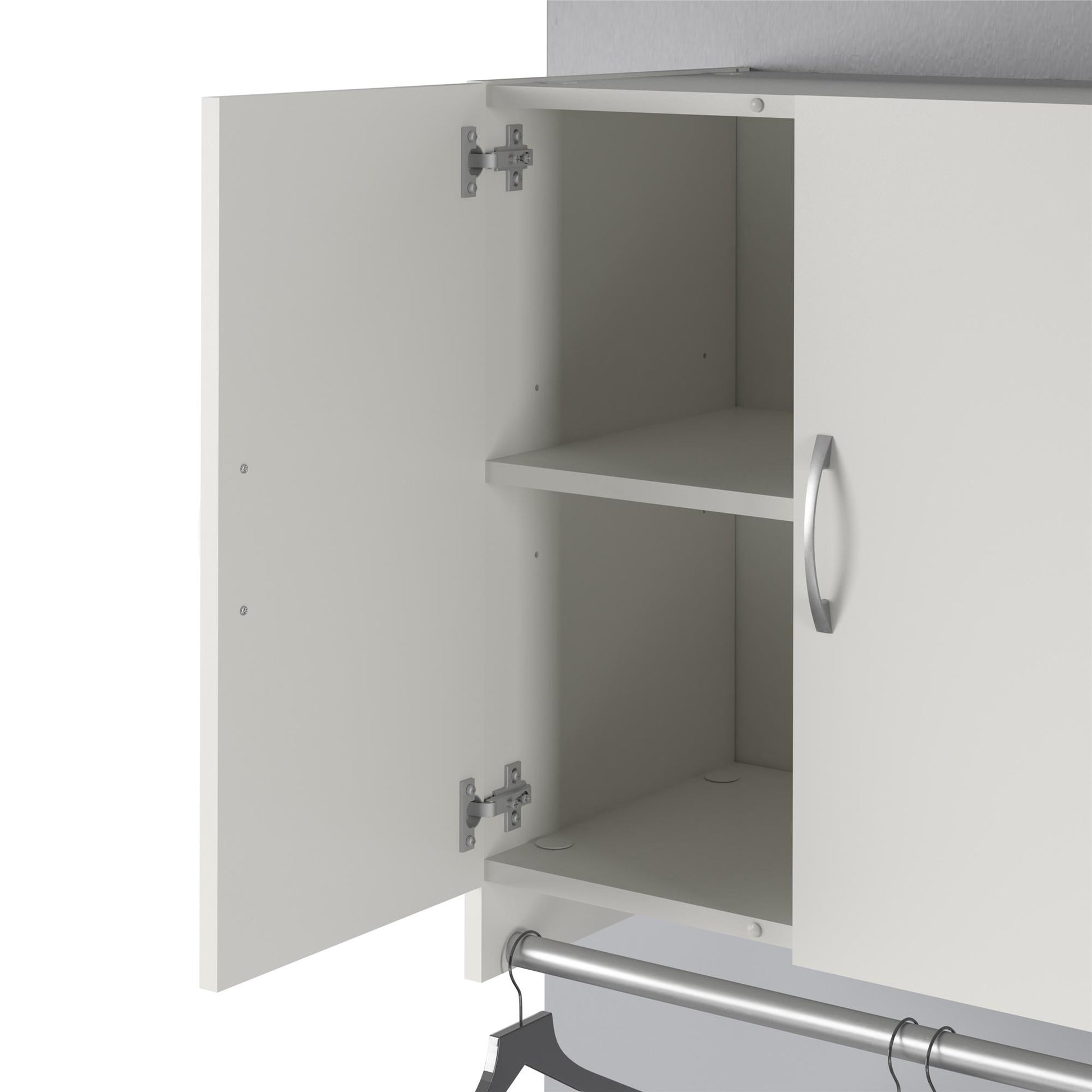 Basin 2 Door Wall Storage Cabinet with Hanging Rod - White