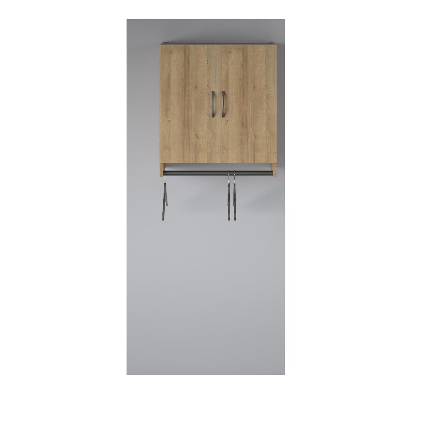 Basin 2 Door Wall Storage Cabinet with Hanging Rod - Natural