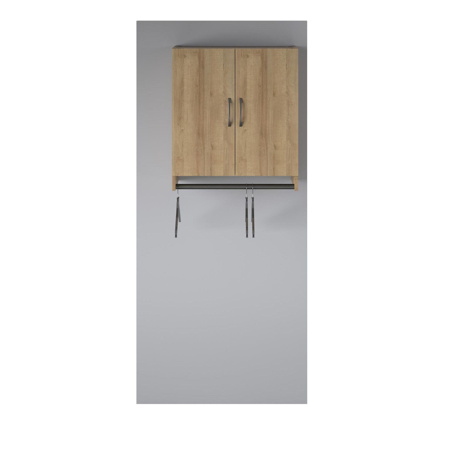 Basin 2 Door Wall Storage Cabinet with Hanging Rod - Natural