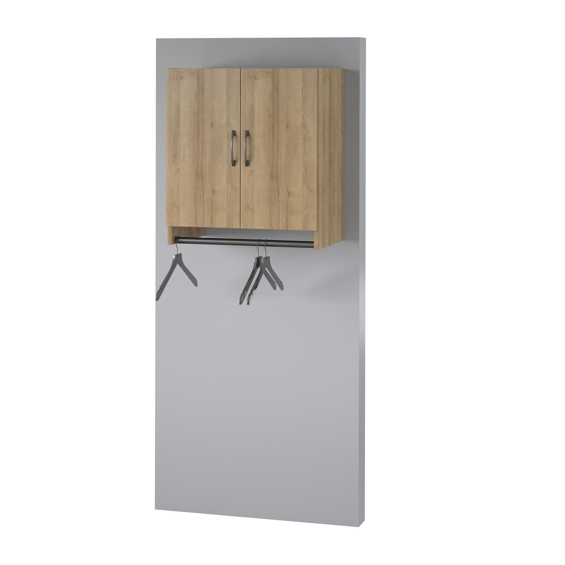 Basin 2 Door Wall Storage Cabinet with Hanging Rod - Natural