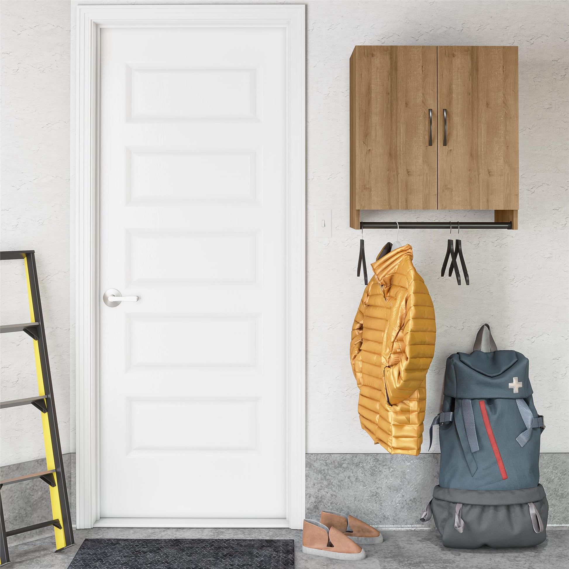 Basin 2 Door Wall Storage Cabinet with Hanging Rod - Natural