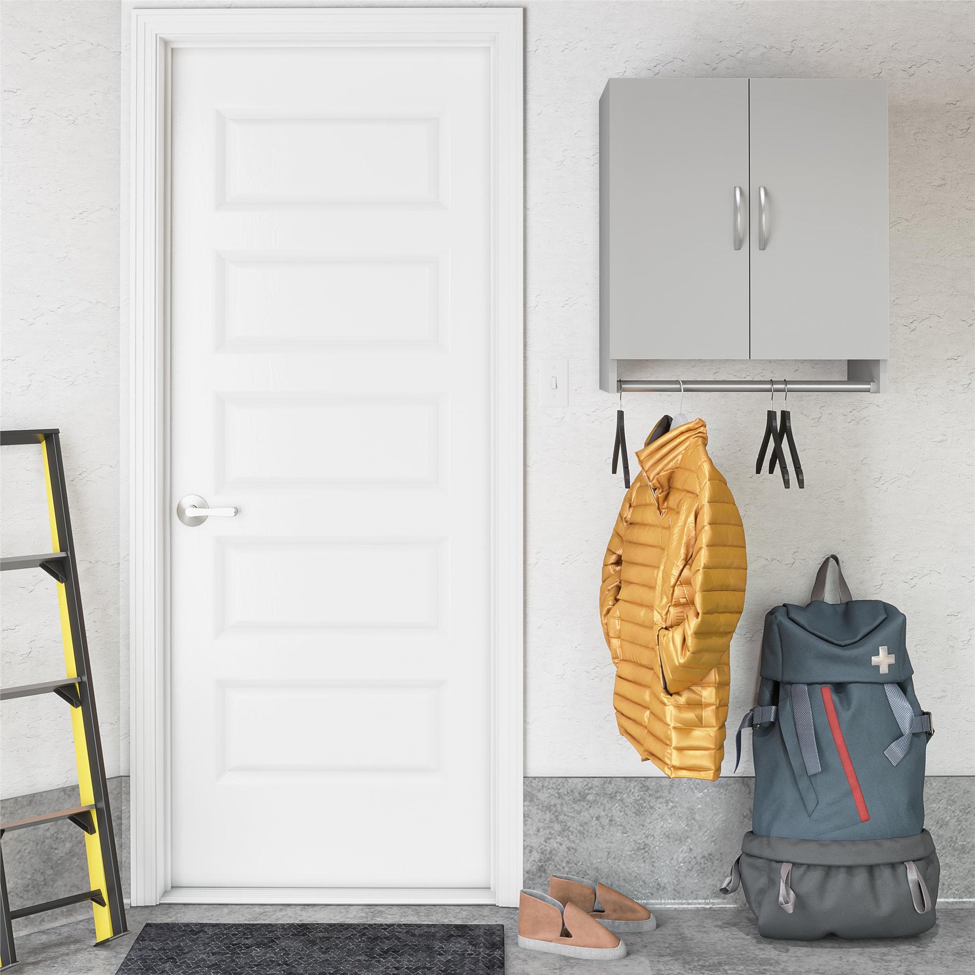 Basin 2 Door Wall Storage Cabinet with Hanging Rod - Dove Gray