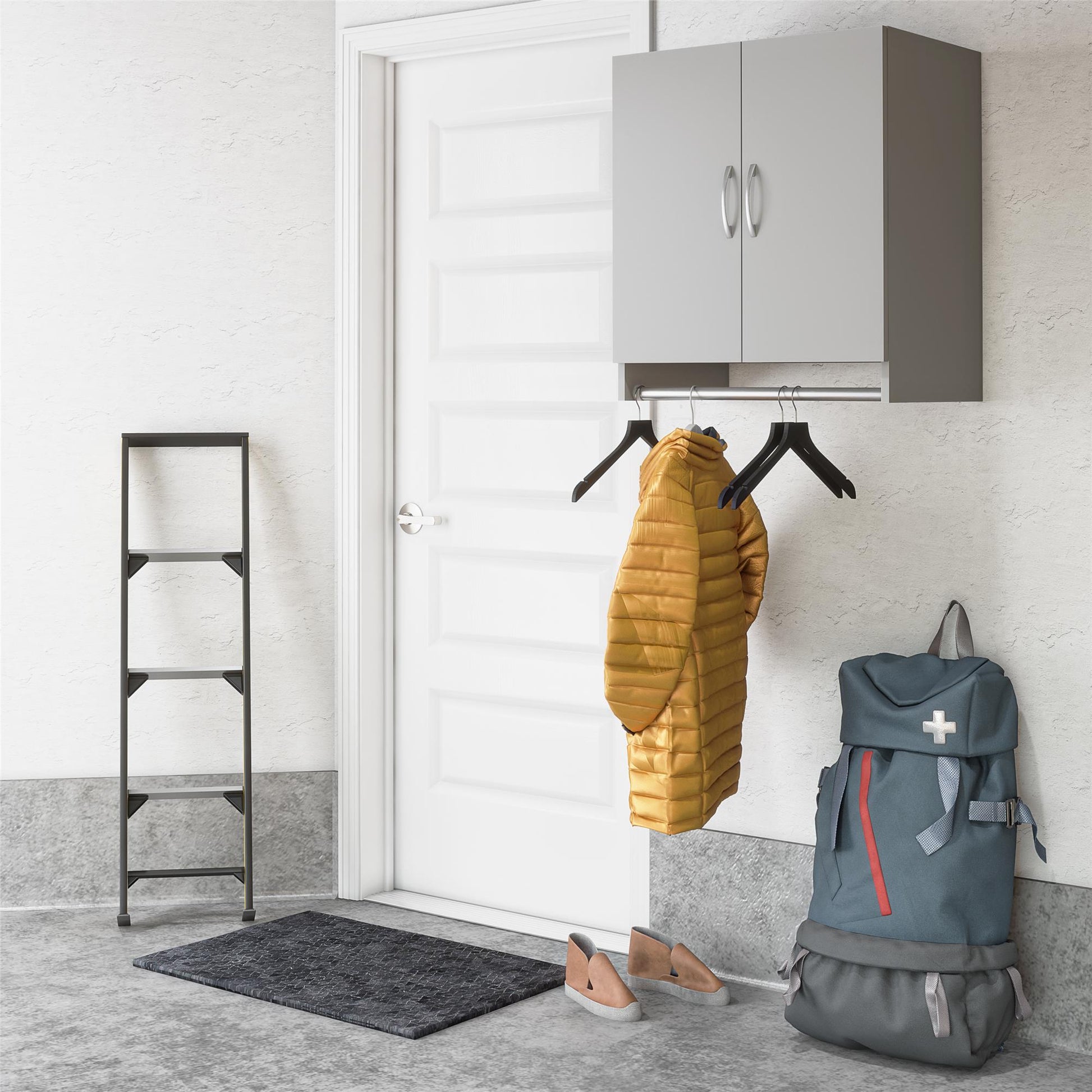 Basin 2 Door Wall Storage Cabinet with Hanging Rod - Dove Gray