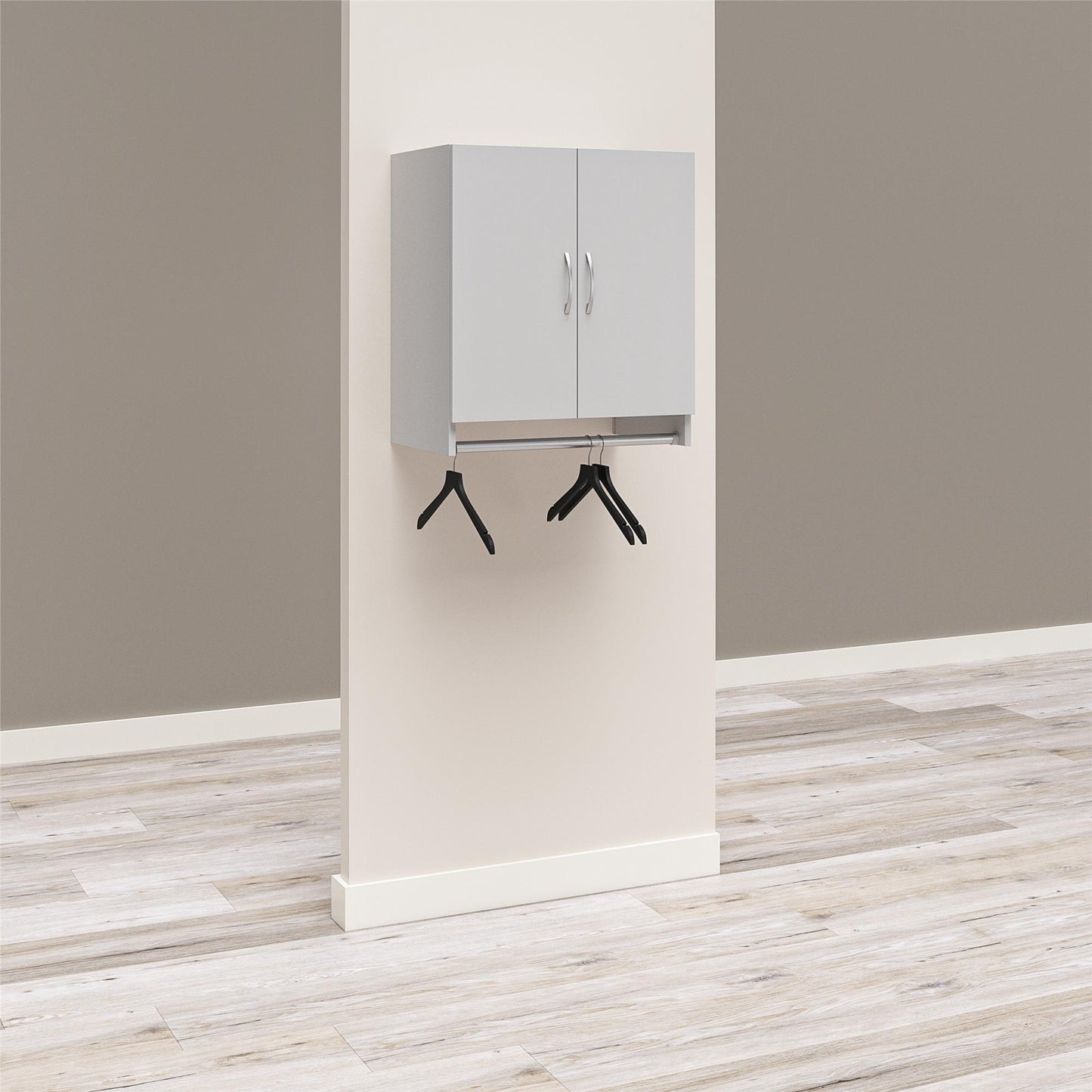 Basin 2 Door Wall Storage Cabinet with Hanging Rod - Dove Gray