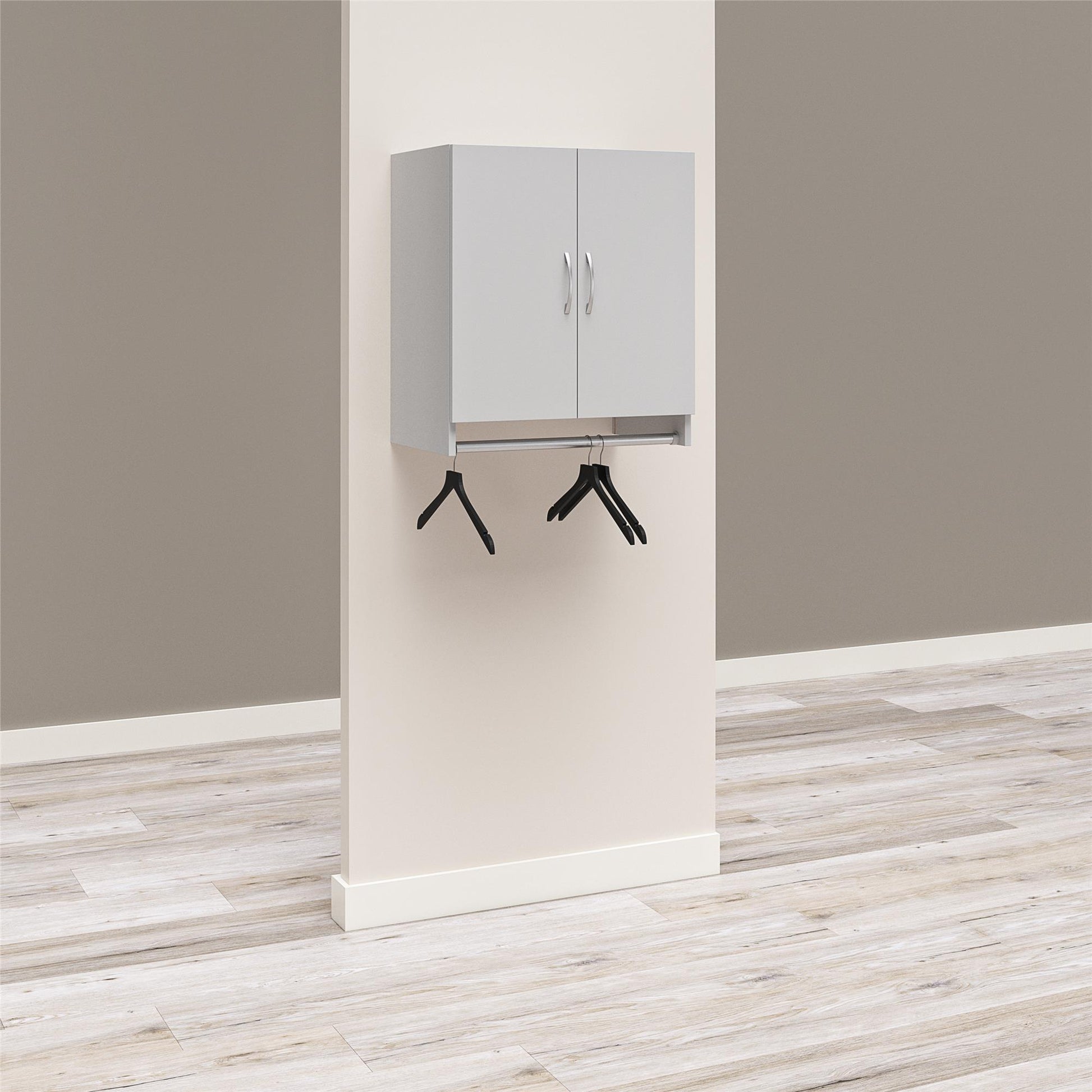 Basin 2 Door Wall Storage Cabinet with Hanging Rod - Dove Gray