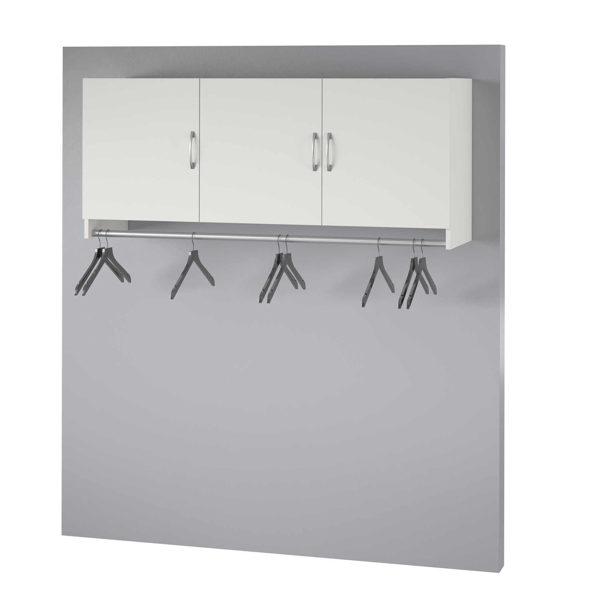 Basin 3 Door Wall Storage Cabinet with Hanging Rod - White