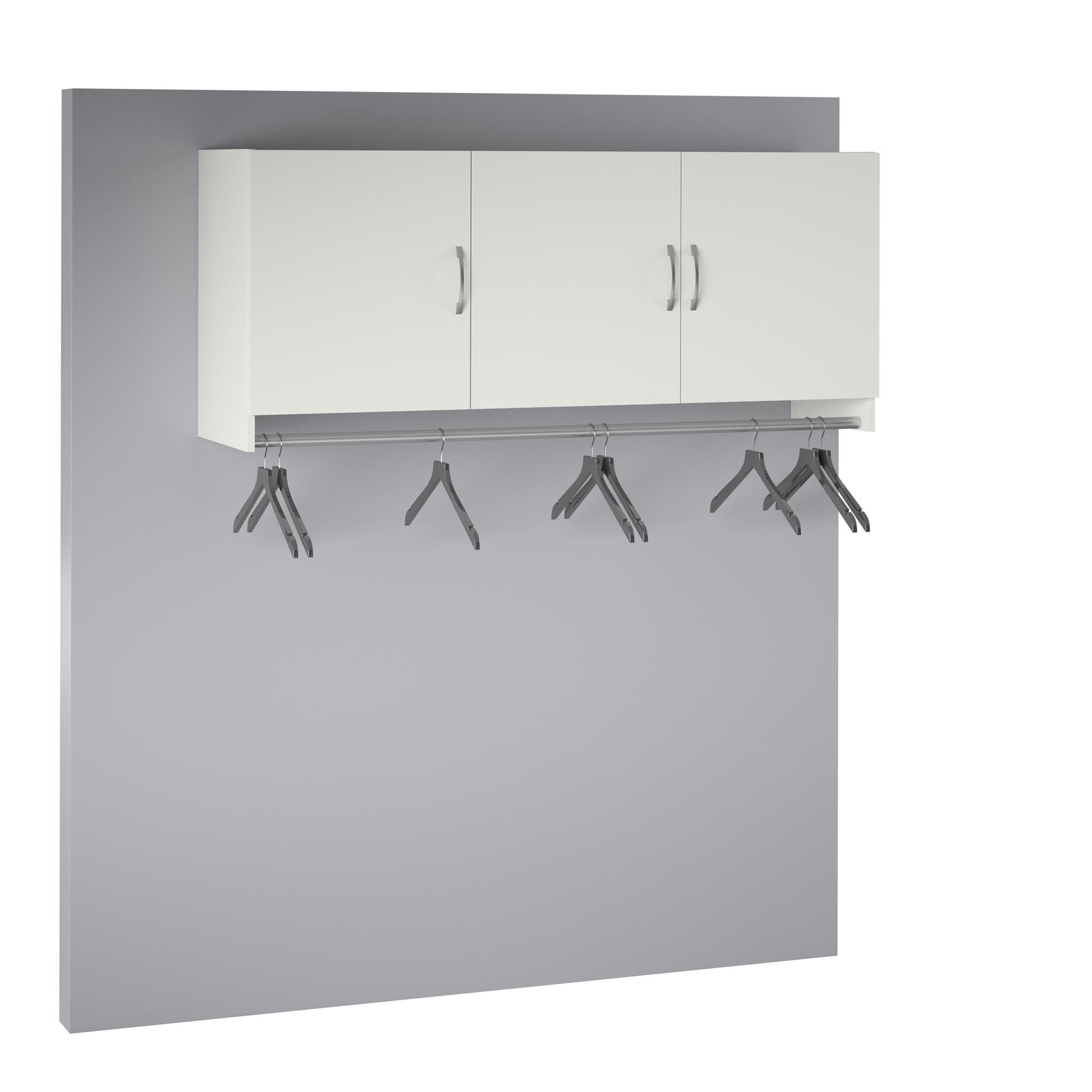 Basin 3 Door Wall Storage Cabinet with Hanging Rod - White