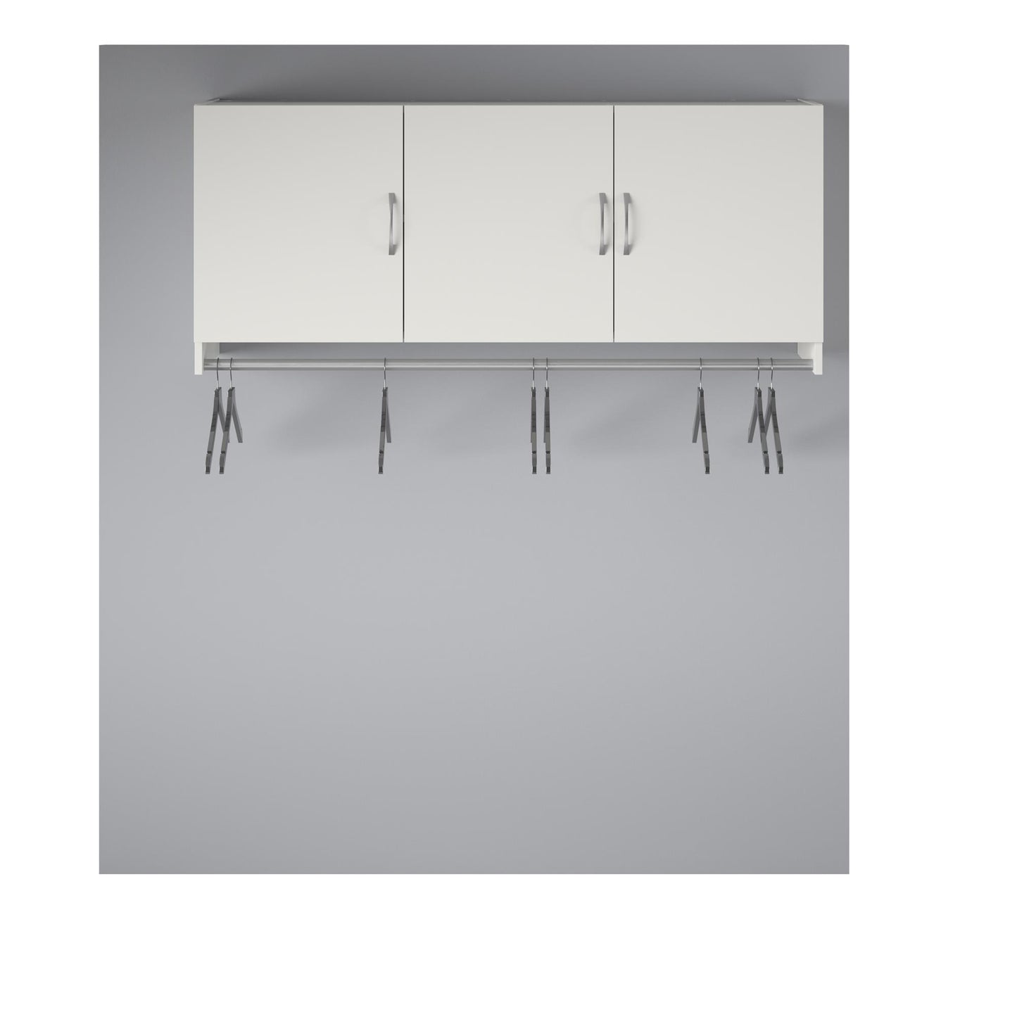 Basin 3 Door Wall Storage Cabinet with Hanging Rod - White