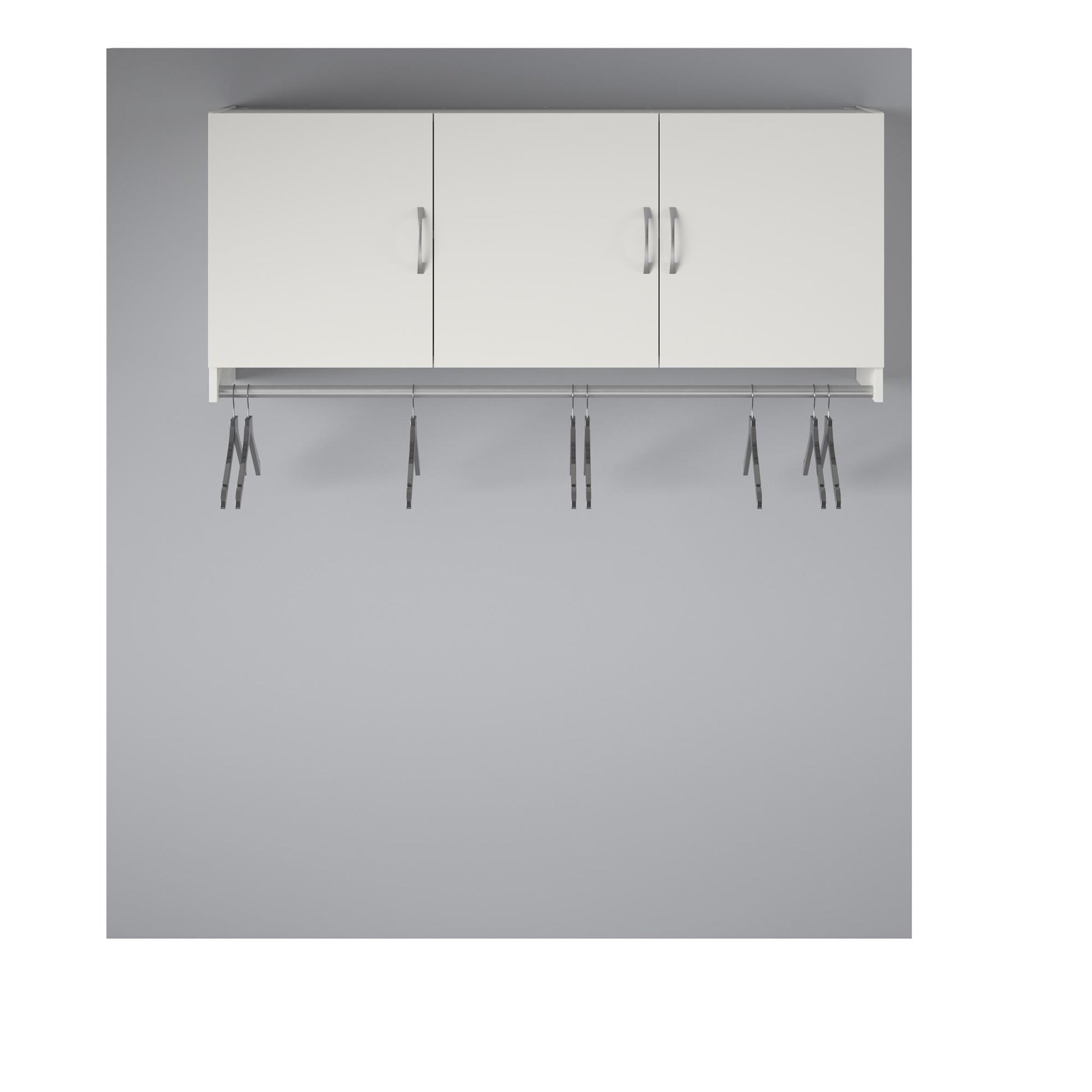 Basin 3 Door Wall Storage Cabinet with Hanging Rod - White
