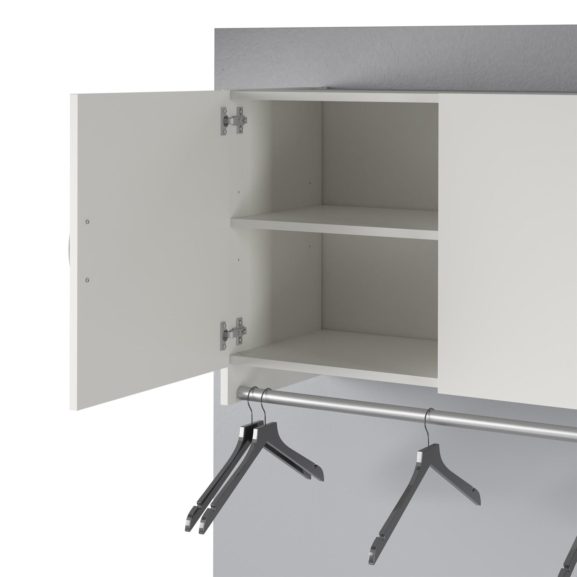 Basin 3 Door Wall Storage Cabinet with Hanging Rod - White