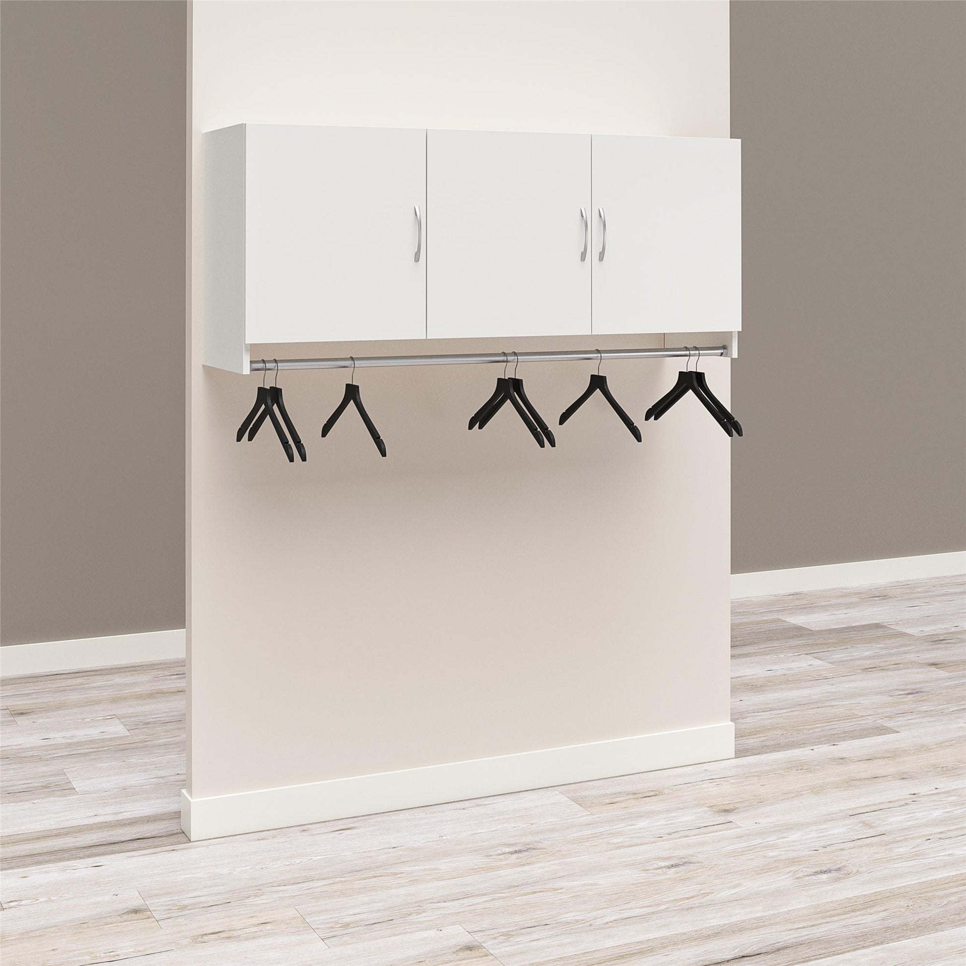 Basin 3 Door Wall Storage Cabinet with Hanging Rod - White