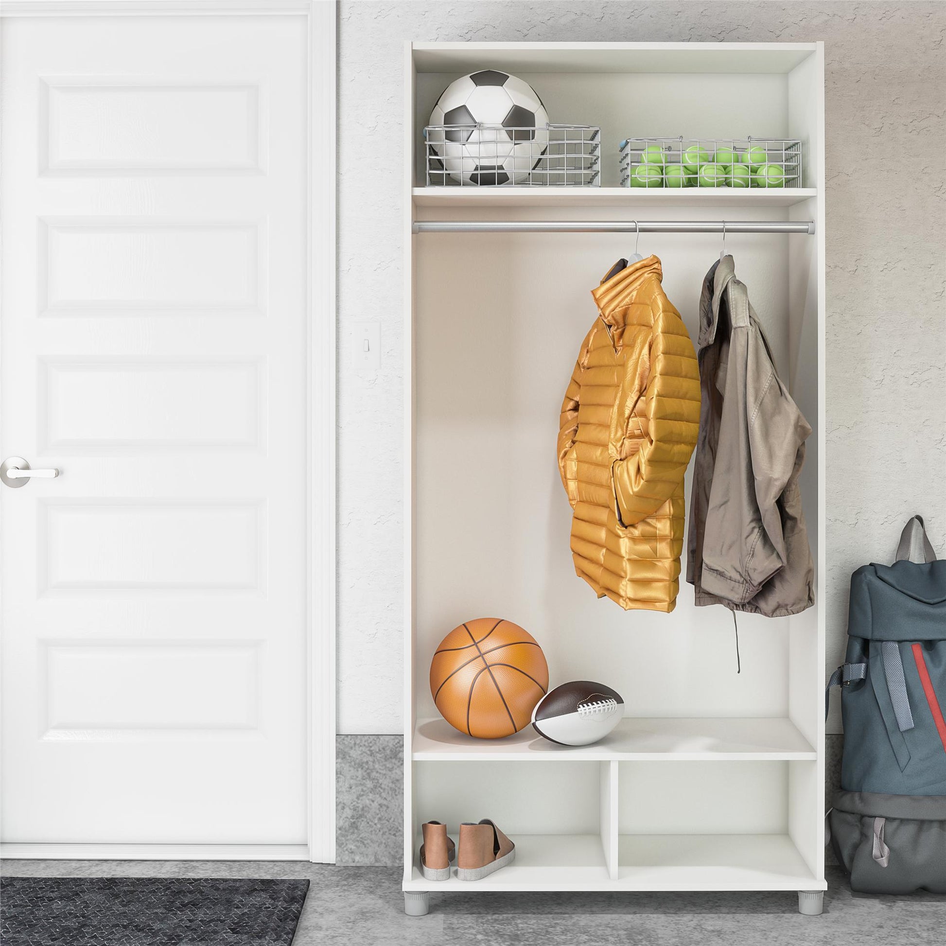 Basin 36" Wide Mudroom Storage Cabinet with Adjustable Shelving - White
