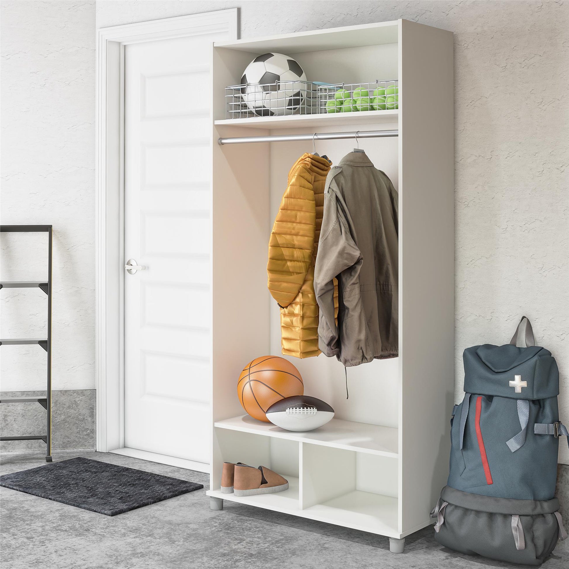 Basin 36" Wide Mudroom Storage Cabinet with Adjustable Shelving - White