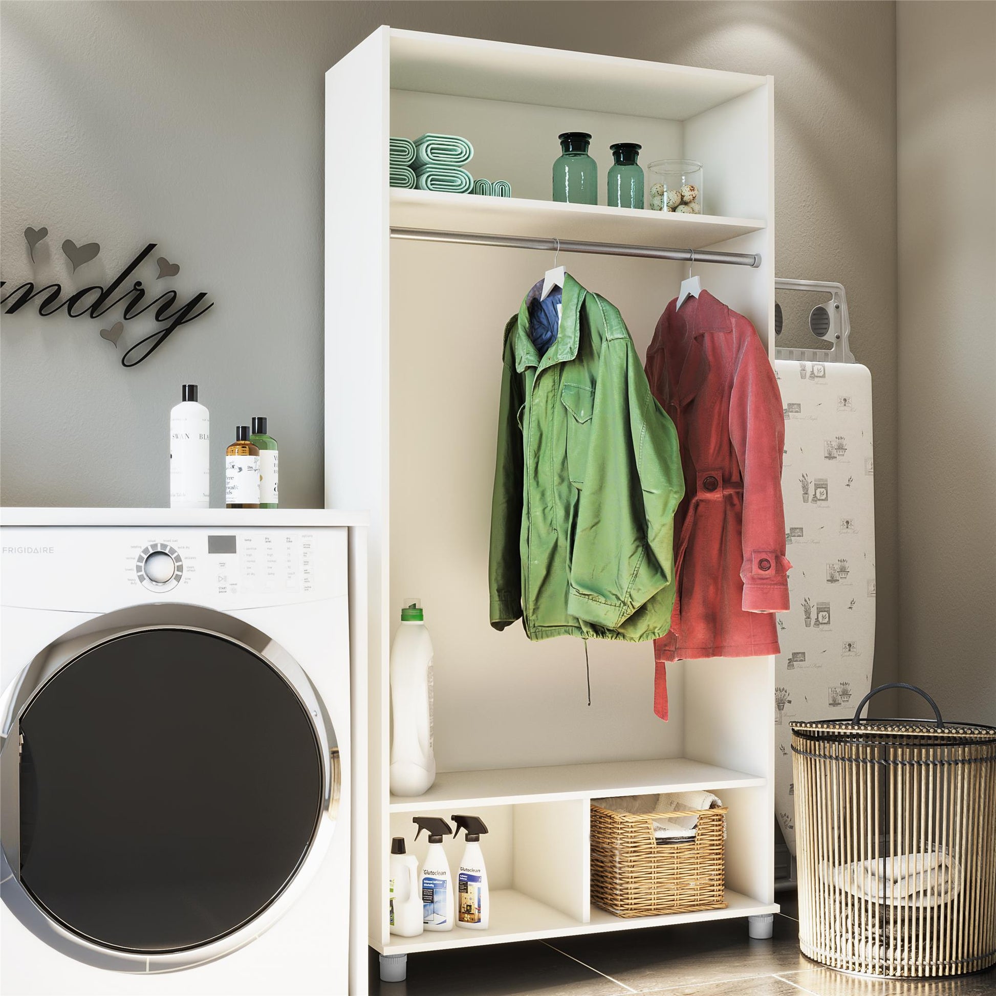 Basin 36" Wide Mudroom Storage Cabinet with Adjustable Shelving - White