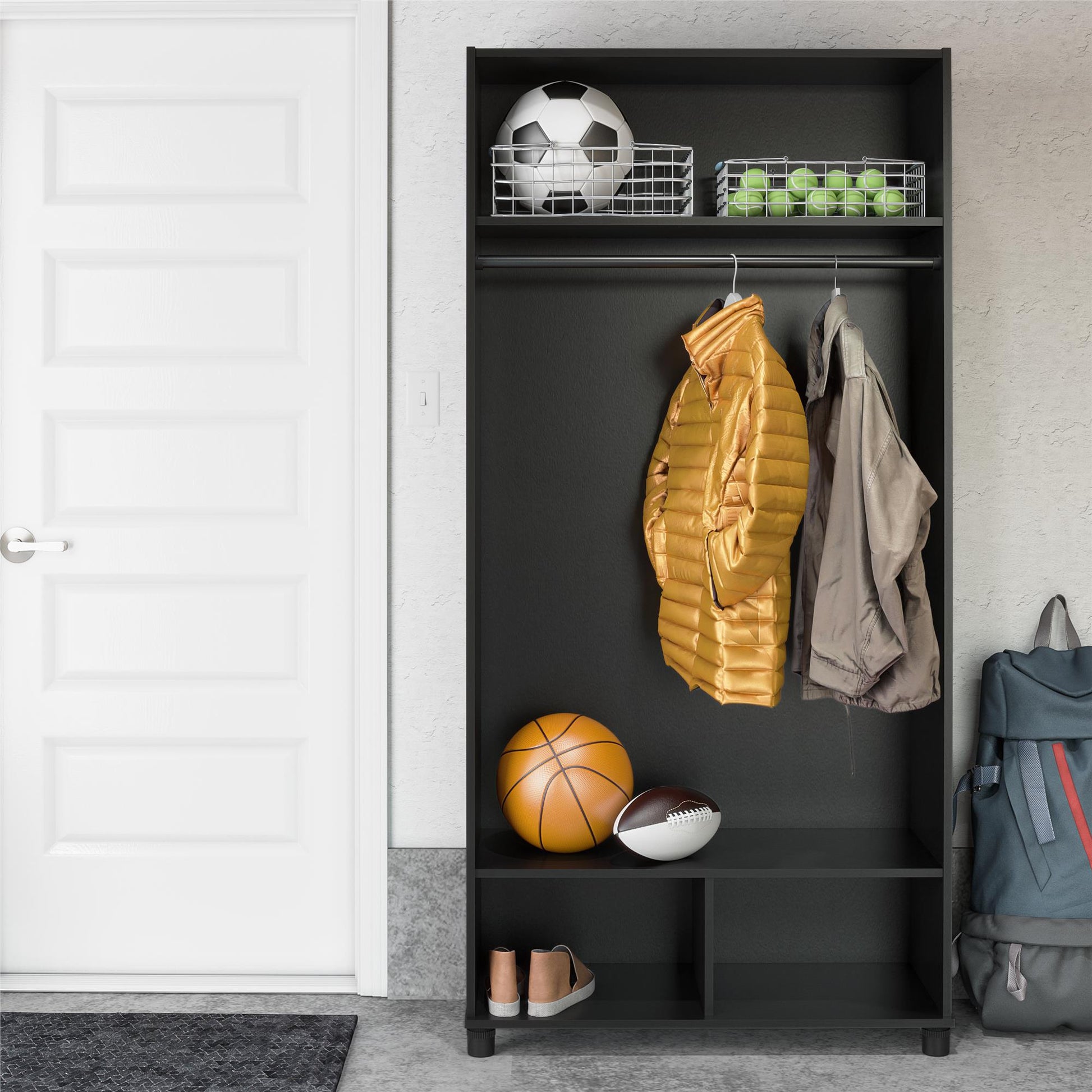 Basin 36" Wide Mudroom Storage Cabinet with Adjustable Shelving - Black