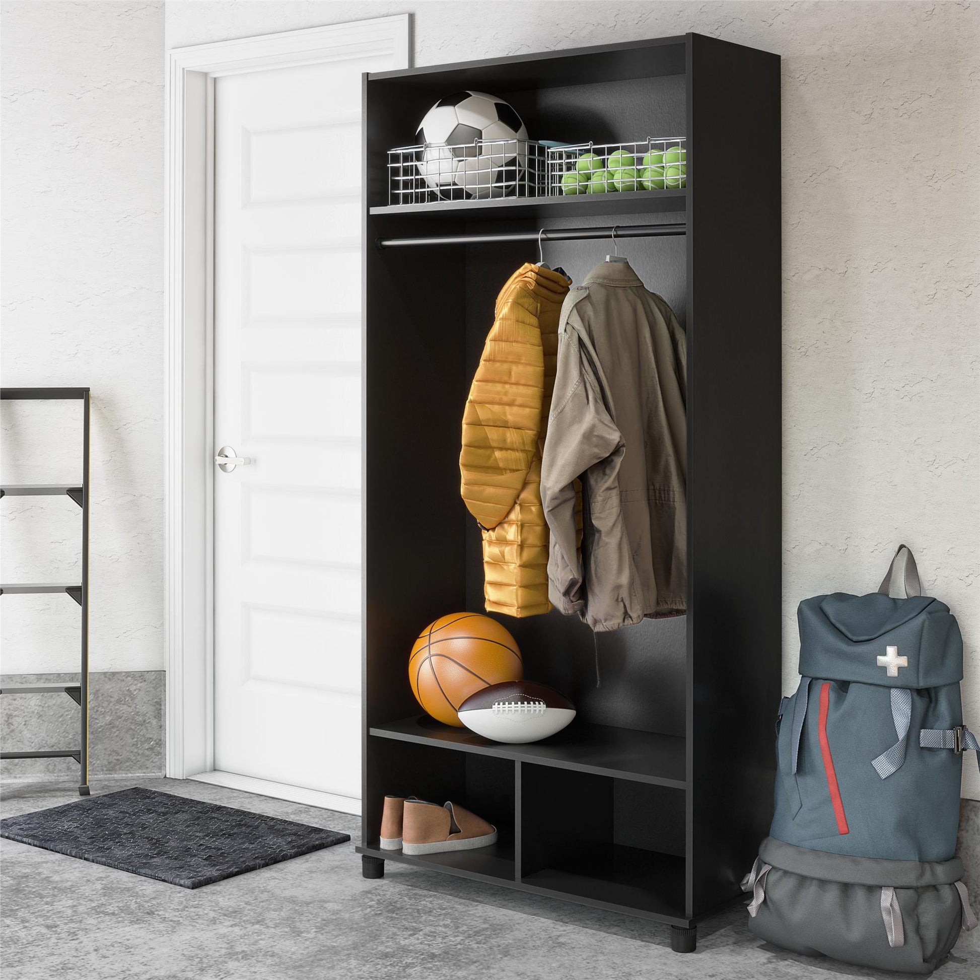 Basin 36" Wide Mudroom Storage Cabinet with Adjustable Shelving - Black