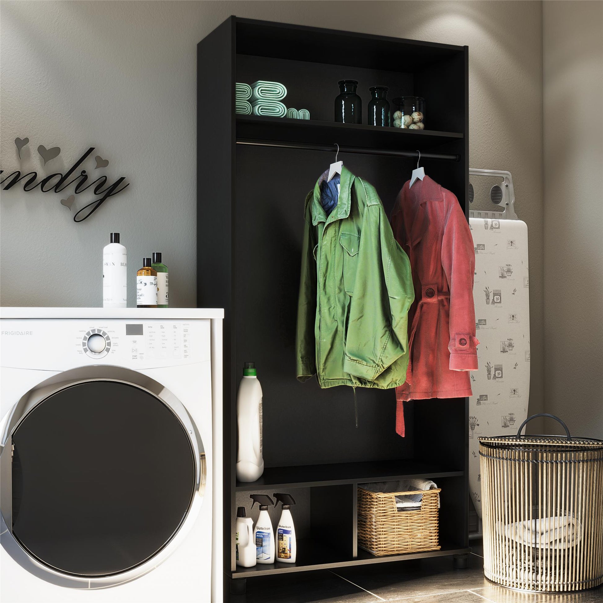 Basin 36" Wide Mudroom Storage Cabinet with Adjustable Shelving - Black