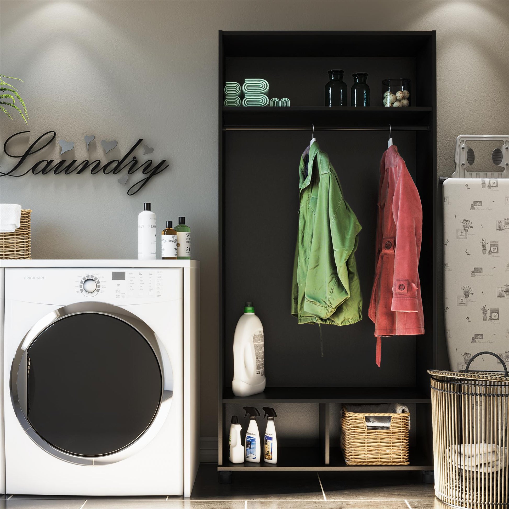 Basin 36" Wide Mudroom Storage Cabinet with Adjustable Shelving - Black