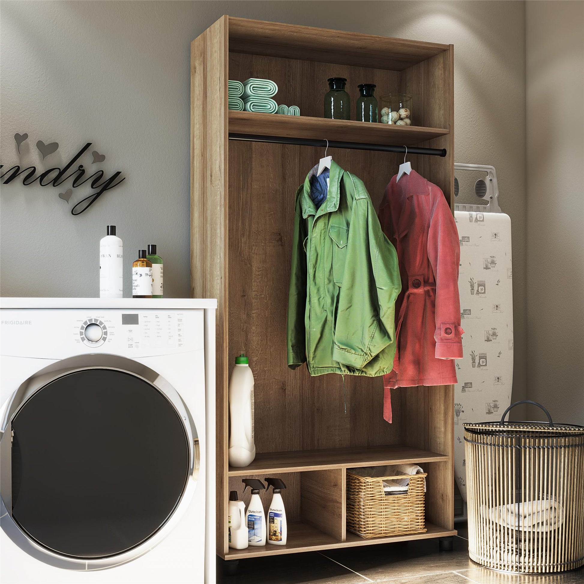 Basin 36" Wide Mudroom Storage Cabinet with Adjustable Shelving - Natural