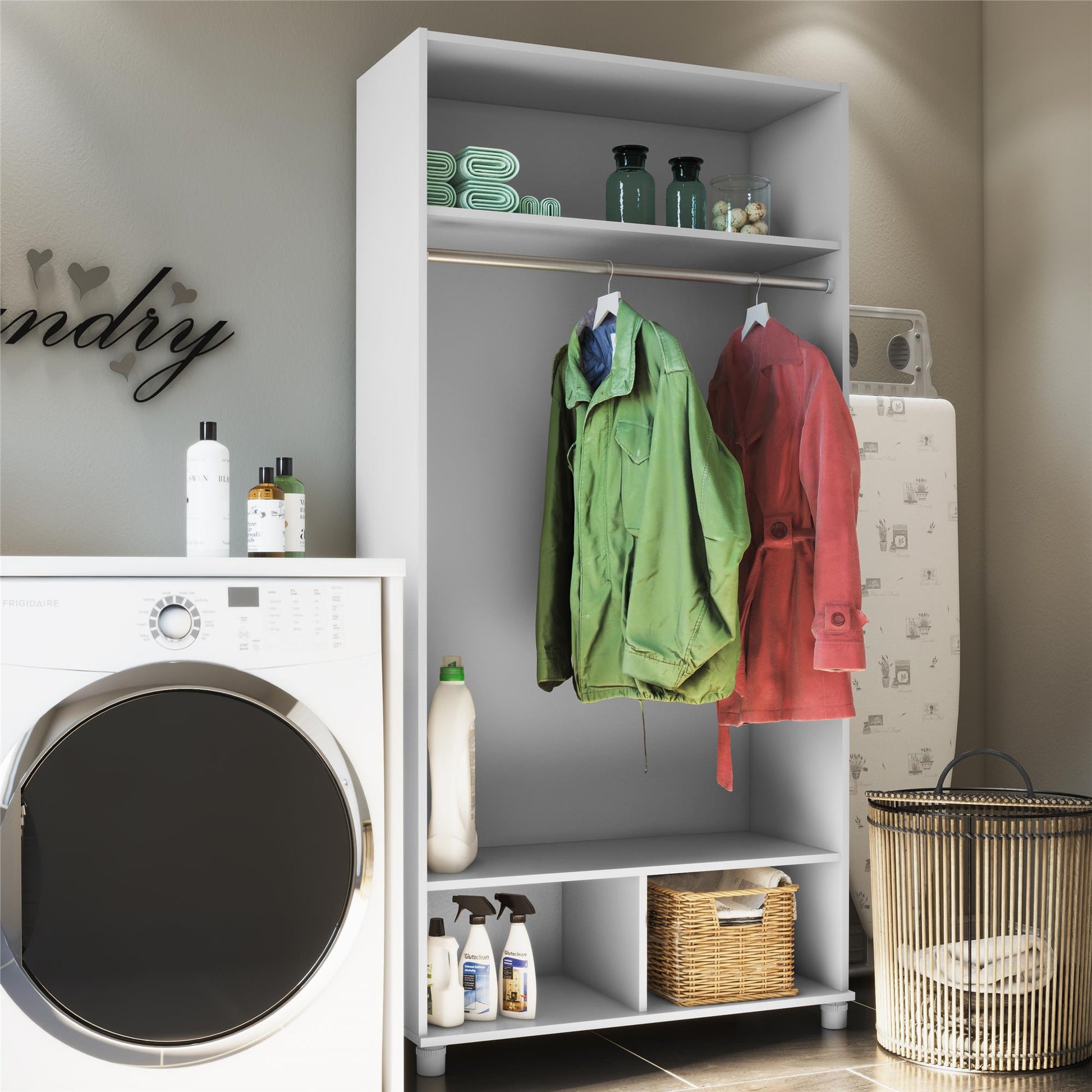 Basin 36" Wide Mudroom Storage Cabinet with Adjustable Shelving - Dove Gray