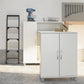 Basin Hobby and Craft Desk with Open Shelving and Storage Cabinet - White
