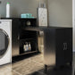 Basin Hobby and Craft Desk with Open Shelving and Storage Cabinet - Black