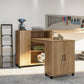Basin Hobby and Craft Desk with Open Shelving and Storage Cabinet - Natural