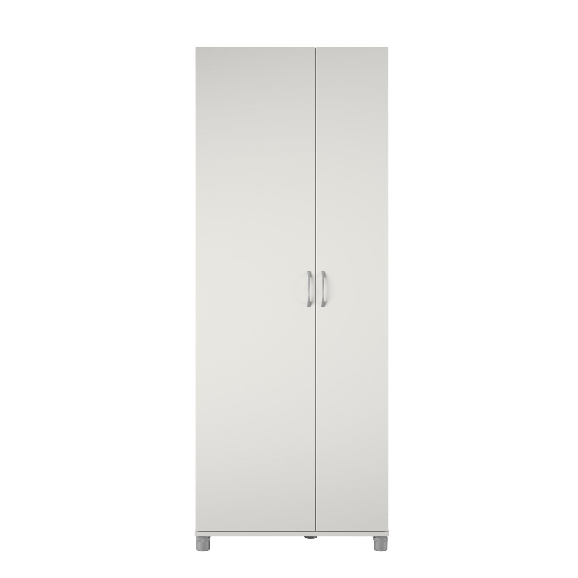 Basin Tall Asymmetrical Storage Cabinet with Adjustable Shelving and Feet - White