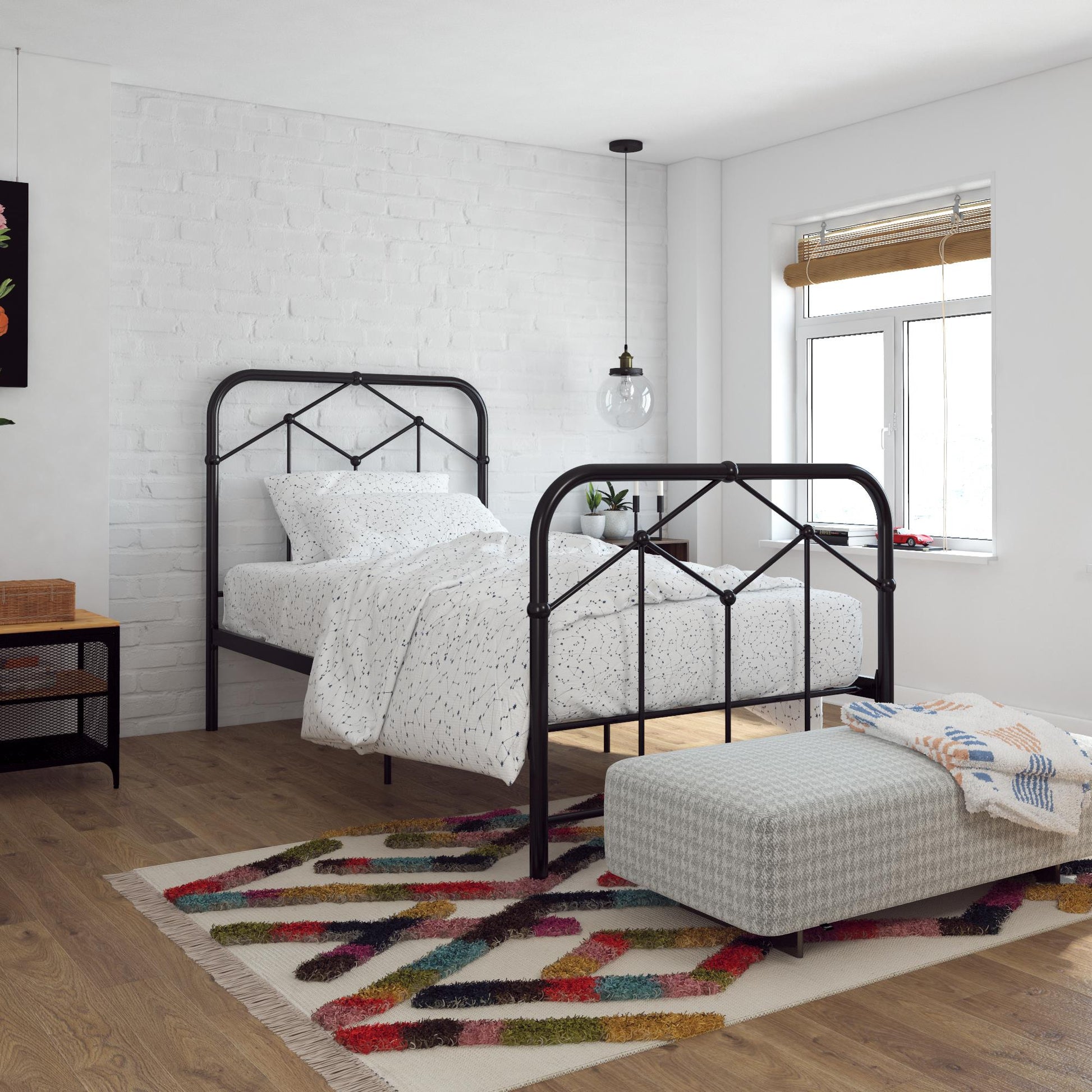 Francis Farmhouse Metal Bed - Black - Twin