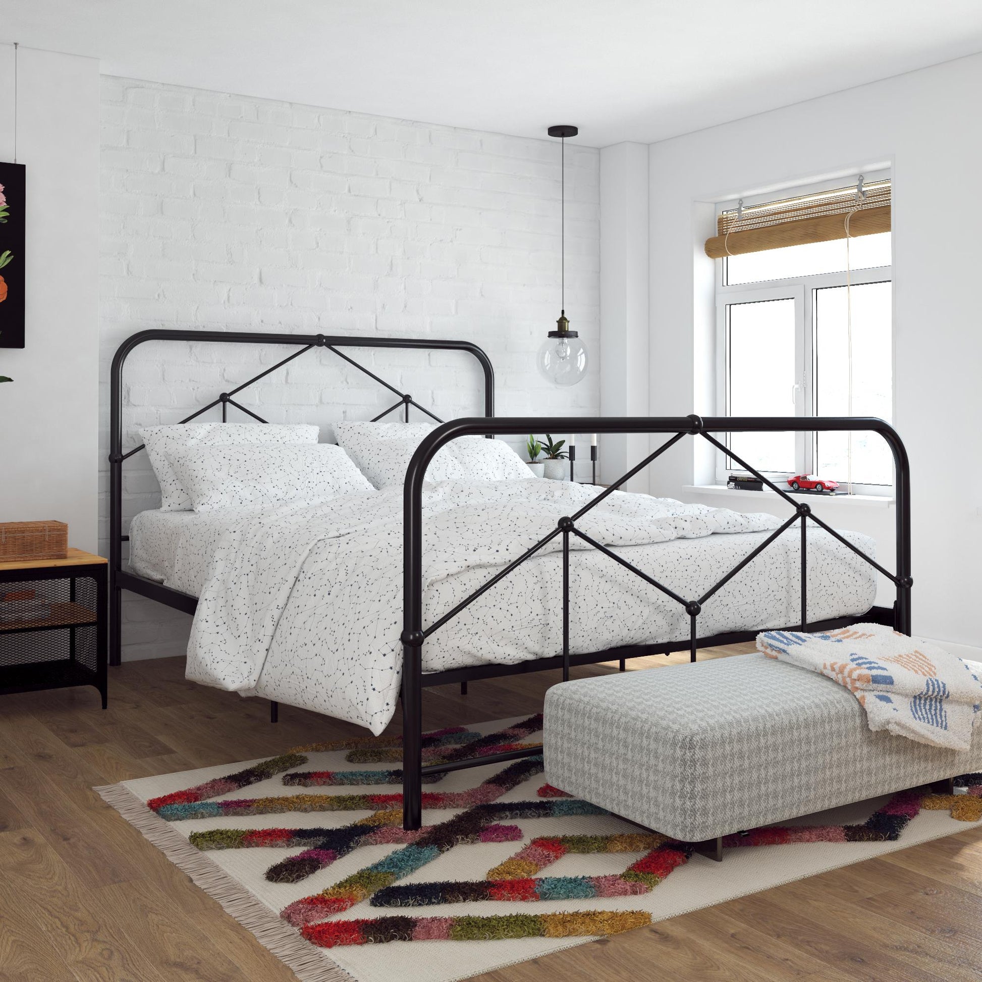 Francis Farmhouse Metal Bed - Black - Full