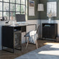 Purdue 3 Shelf Storage Cabinet with 2 Mesh Doors - Black Oak