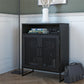 Purdue 3 Shelf Storage Cabinet with 2 Mesh Doors - Black Oak