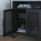 Purdue 3 Shelf Storage Cabinet with 2 Mesh Doors - Black Oak