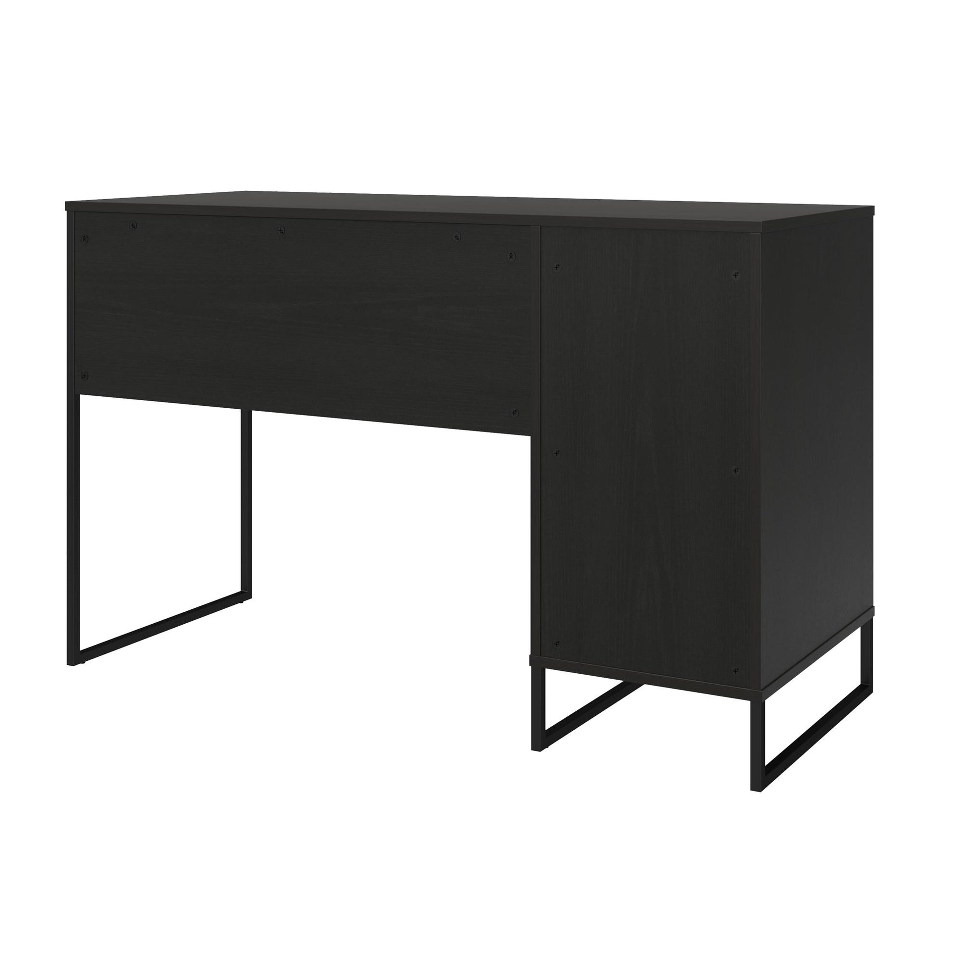 Purdue Single Pedestal Computer Desk with Mesh Door - Black Oak