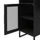 Purdue Single Pedestal Computer Desk with Mesh Door - Black Oak