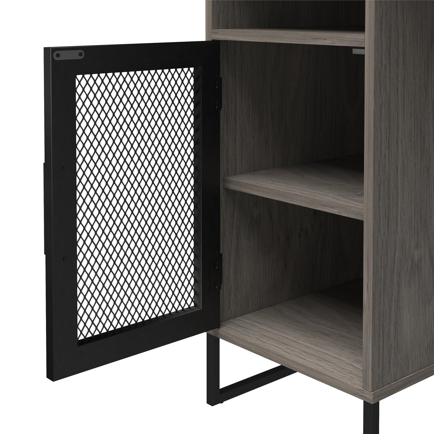 Purdue Single Pedestal Computer Desk with Mesh Door - Gray Oak