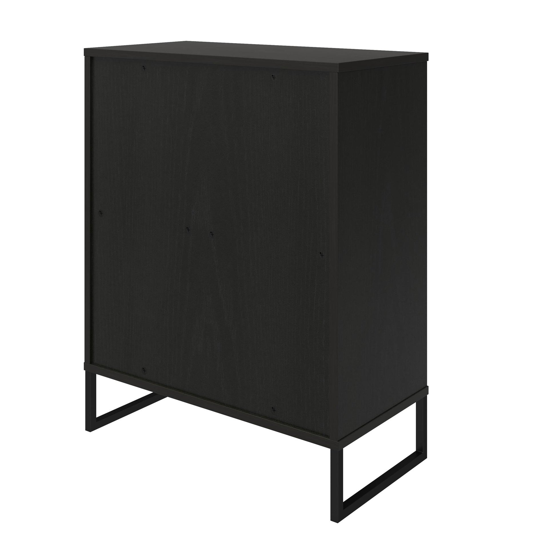 Purdue 3 Shelf Storage Cabinet with 2 Mesh Doors - Black Oak