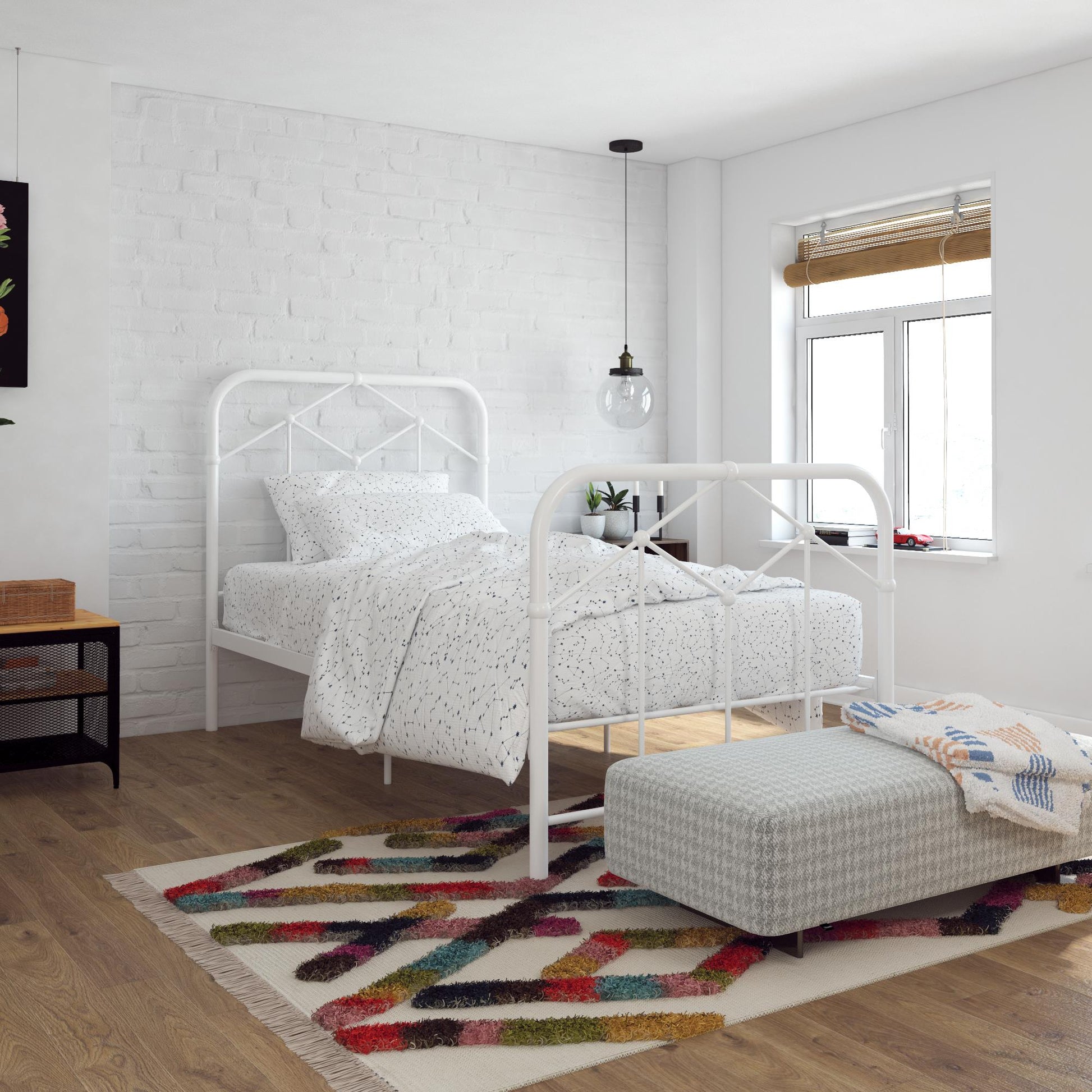 Francis Farmhouse Metal Bed - White - Twin