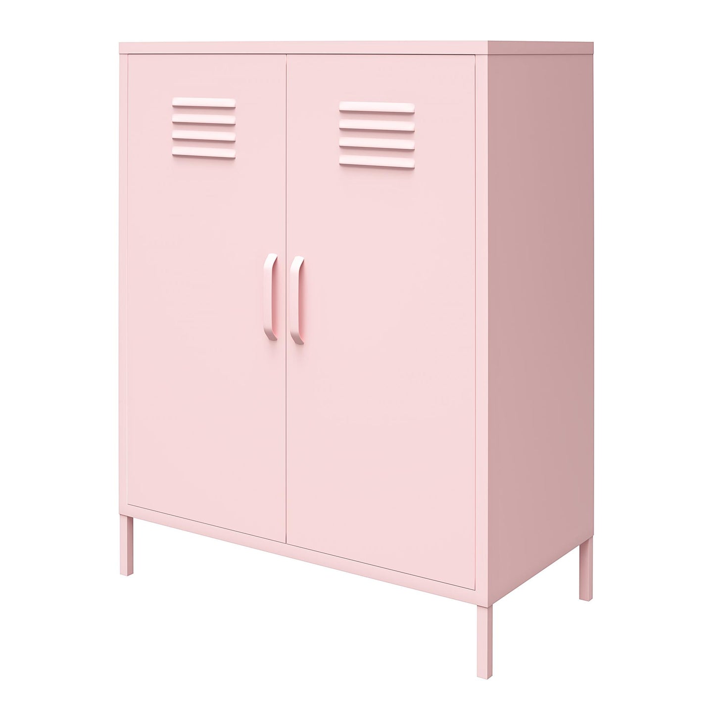 Cache 2 Door Metal Locker Storage Cabinet, Bashful Pink - Bashful
