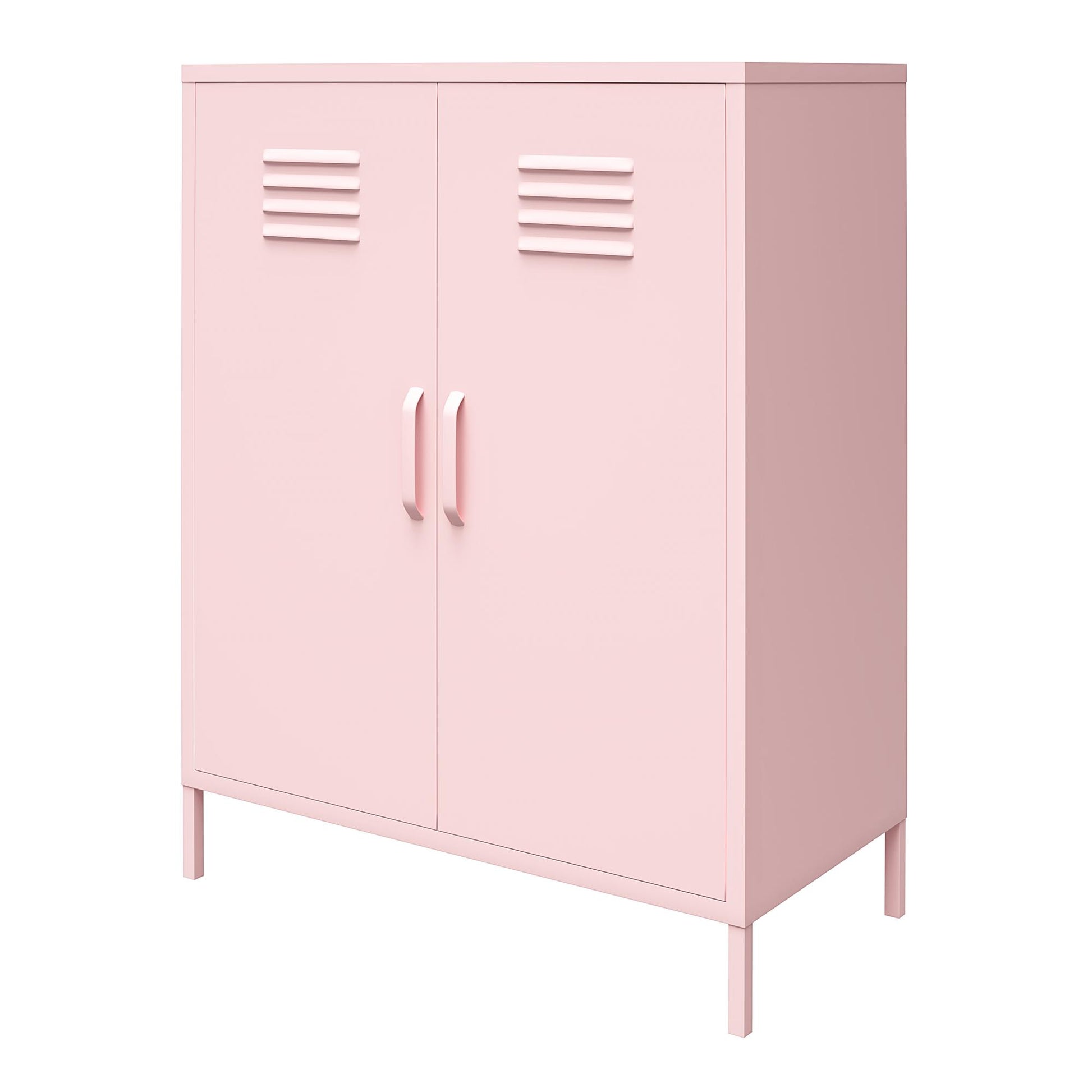 Cache 2 Door Metal Locker Storage Cabinet, Bashful Pink - Bashful