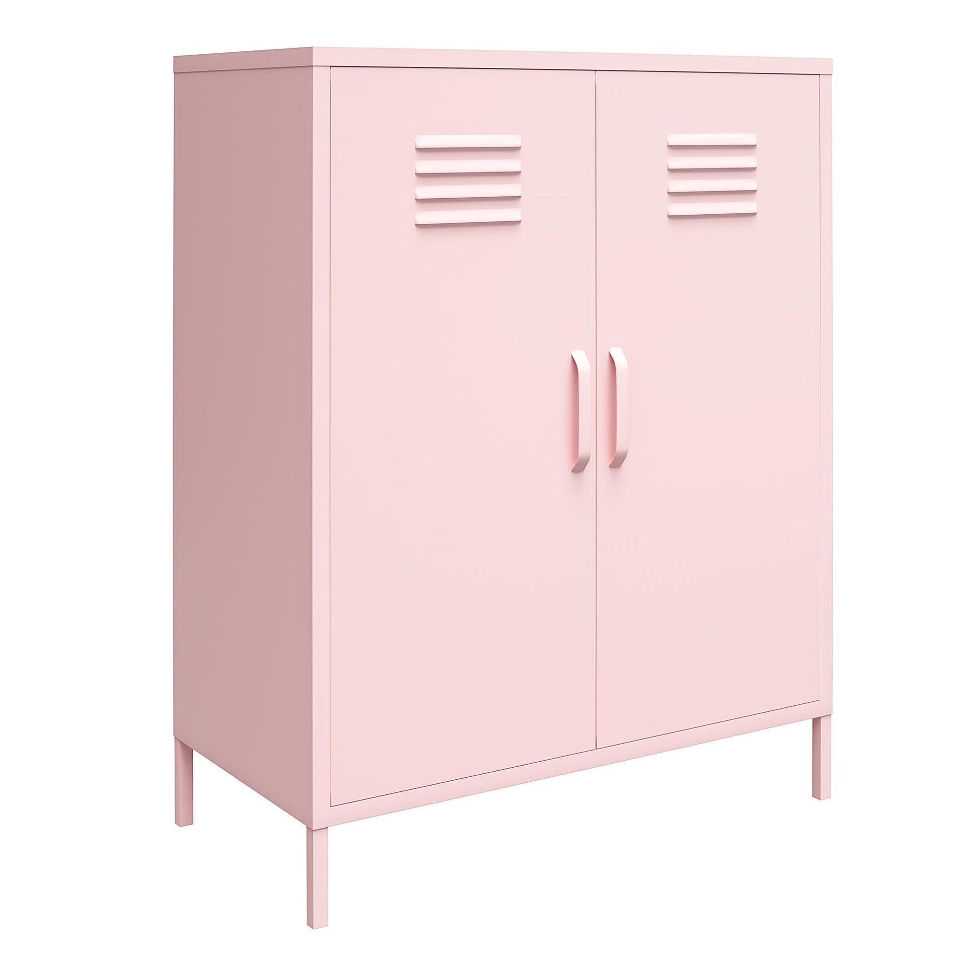 Cache 2 Door Metal Locker Storage Cabinet, Bashful Pink - Bashful