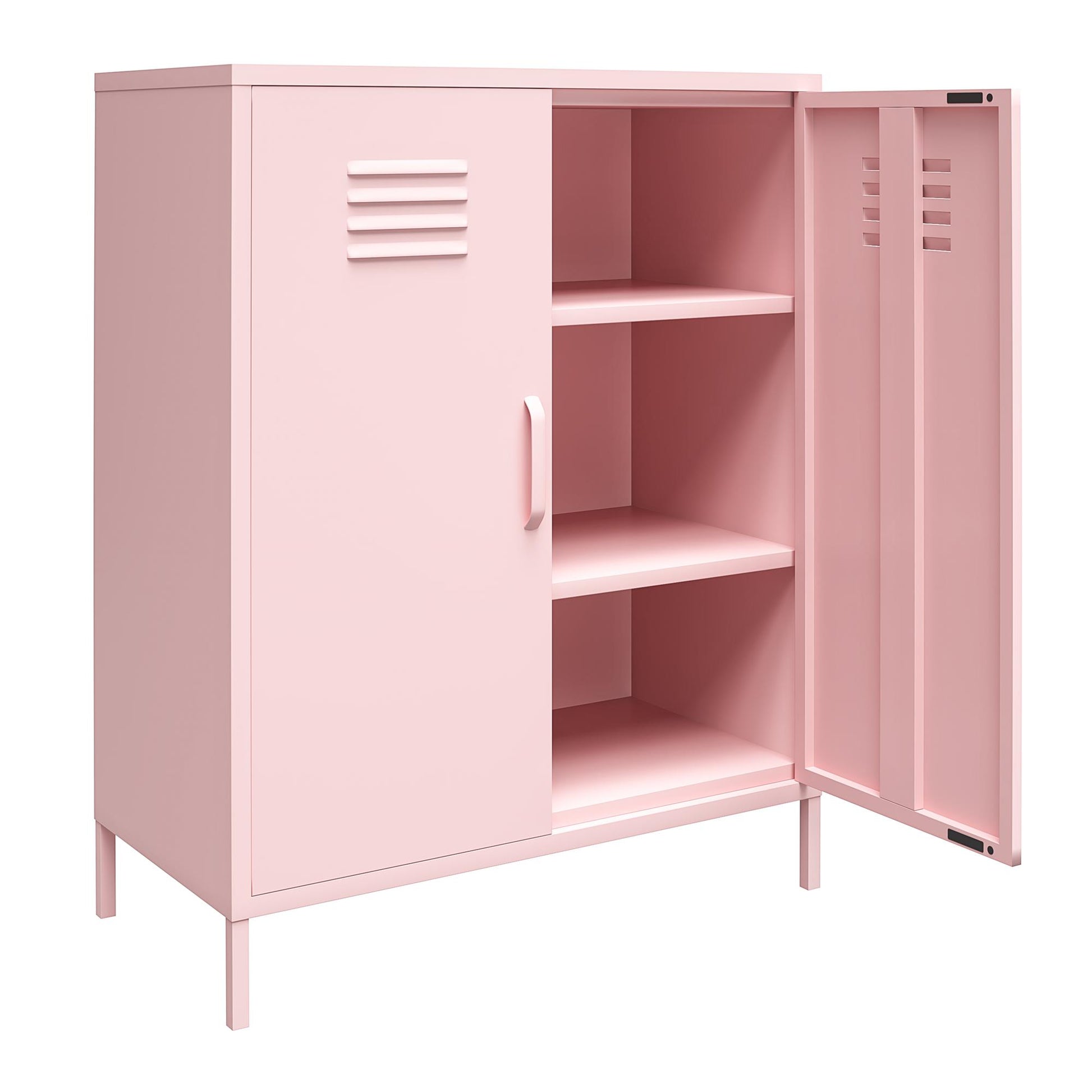 Cache 2 Door Metal Locker Storage Cabinet, Bashful Pink - Bashful